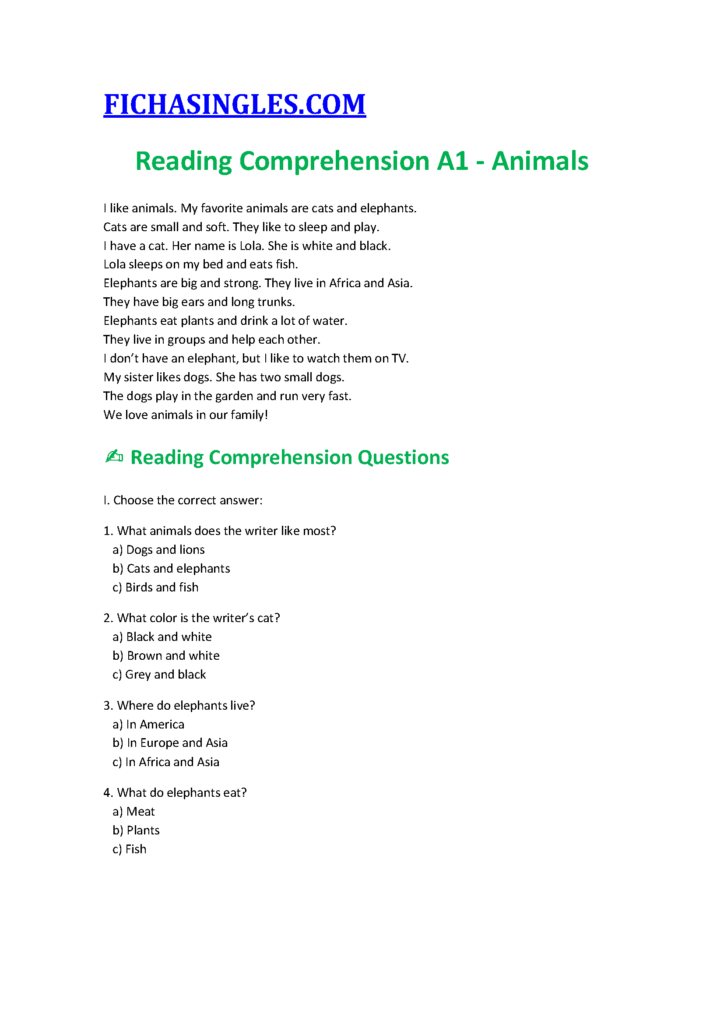 textos inglés A1 gratis