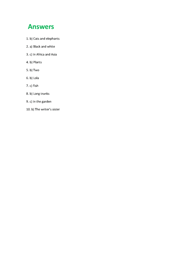 Ficha de lectura en inglés nivel A1 con ejercicios de comprensión